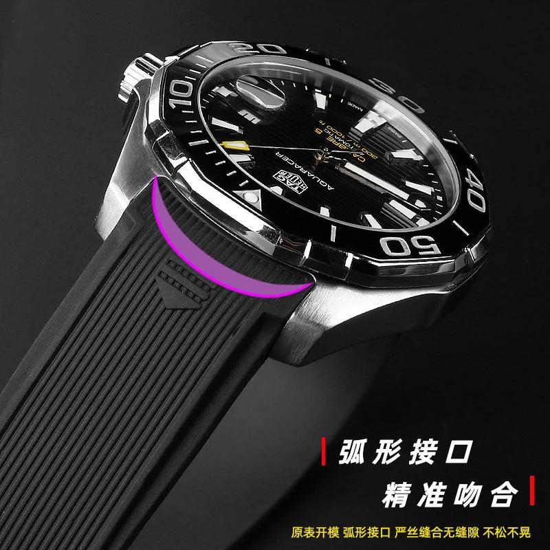 For TagHeuer Tag Heuer Diving Watch Black Blue Water Ghost Way101/201 Silicone Rubber Watch Strap Accessories 22mm Watchbands