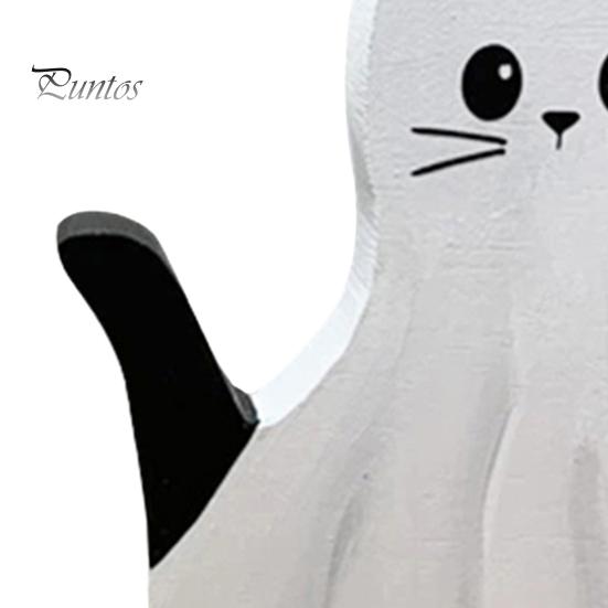 1/2 шт., табличка на стол с изображением призрачного кота, Хэллоуин, жуткий деревянный призрачный котенок, многоуровневое украшение для подноса, деревенский настольный призрачный животный, многоуровневое украшение для подноса