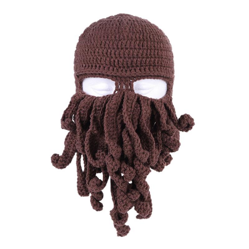 Смешная зимняя теплая шапка с усами осьминога для косплея