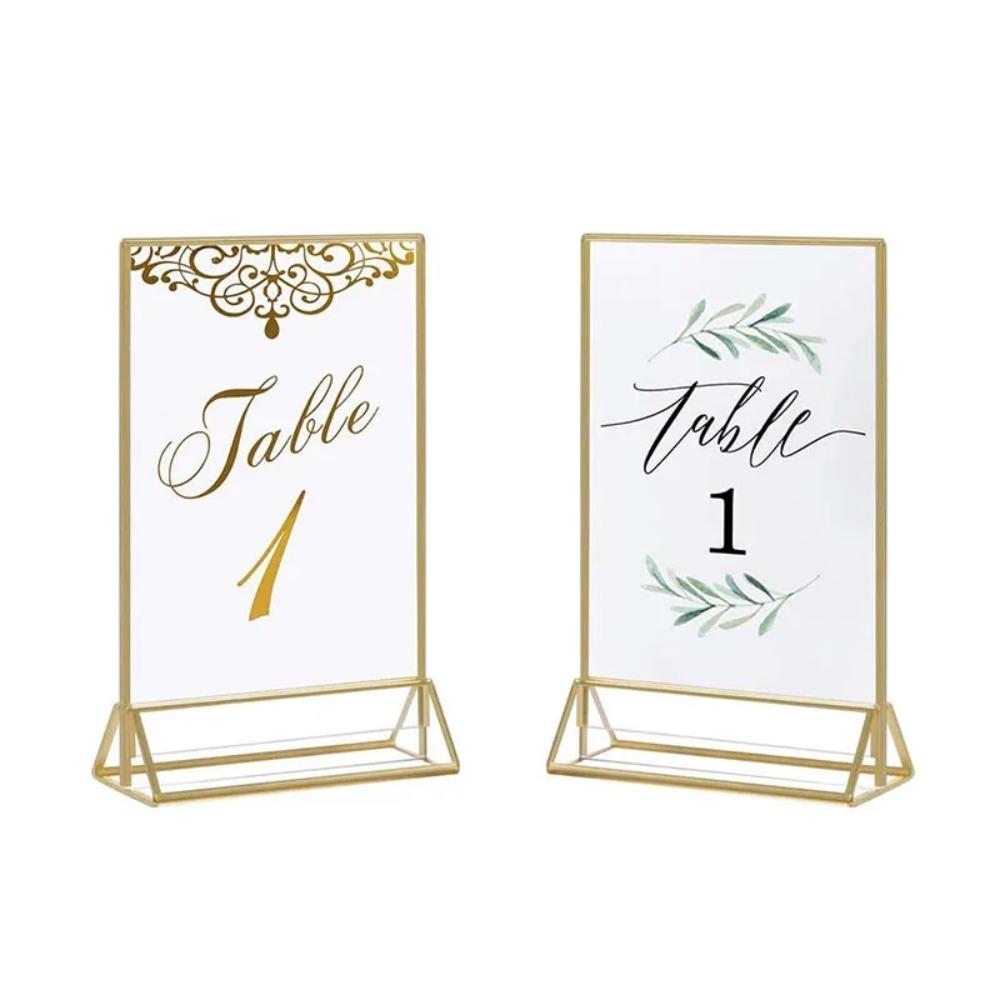 with Base Acrylic Golden Sign Holder DIY Menu Card Rack Label Holder  Party Wedding Decorations