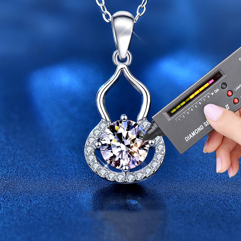 Настоящее ожерелье из муассанита 1,0 карата, роскошное ожерелье из стерлингового серебра 925 пробы с подвеской в ​​виде тыквы для женщин, сверкающие свадебные украшения для невесты