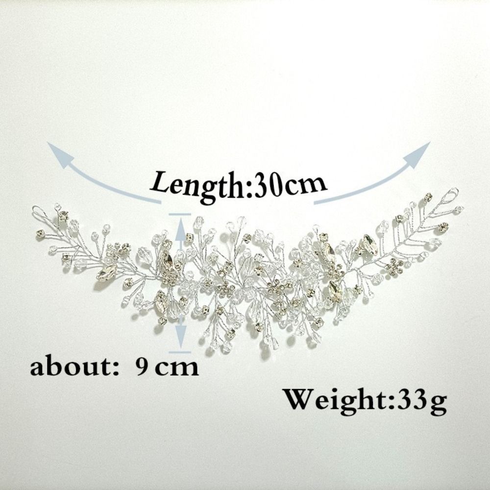 Handmade Pearl Crystal Hairband Silver Color Pearl Rhinestone Wedding Hair Accessories  Women