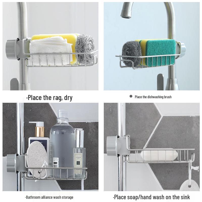 Подставка для хранения кухонной раковины из нержавеющей стали с держателем для губки и тряпки для посуды