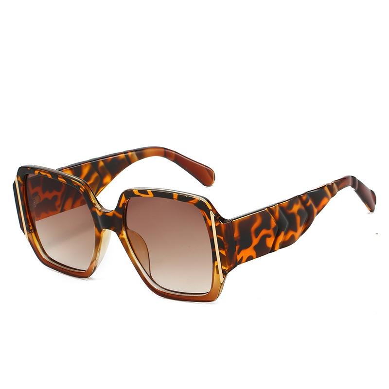 New Retro Square Women Sunglasses Personality Brand Leopard Gradient Design Casual All Match Men Trendy Glasses Uv400