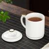 Tea Xun Dehua White Porcelain Bamboo Section Tea Cup with Lid