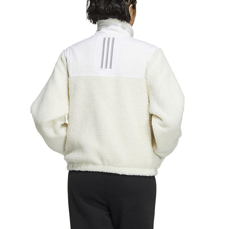 adidas Женские вельветовые куртки кремового цвета с воротником-стойкой, средней длины HM7099