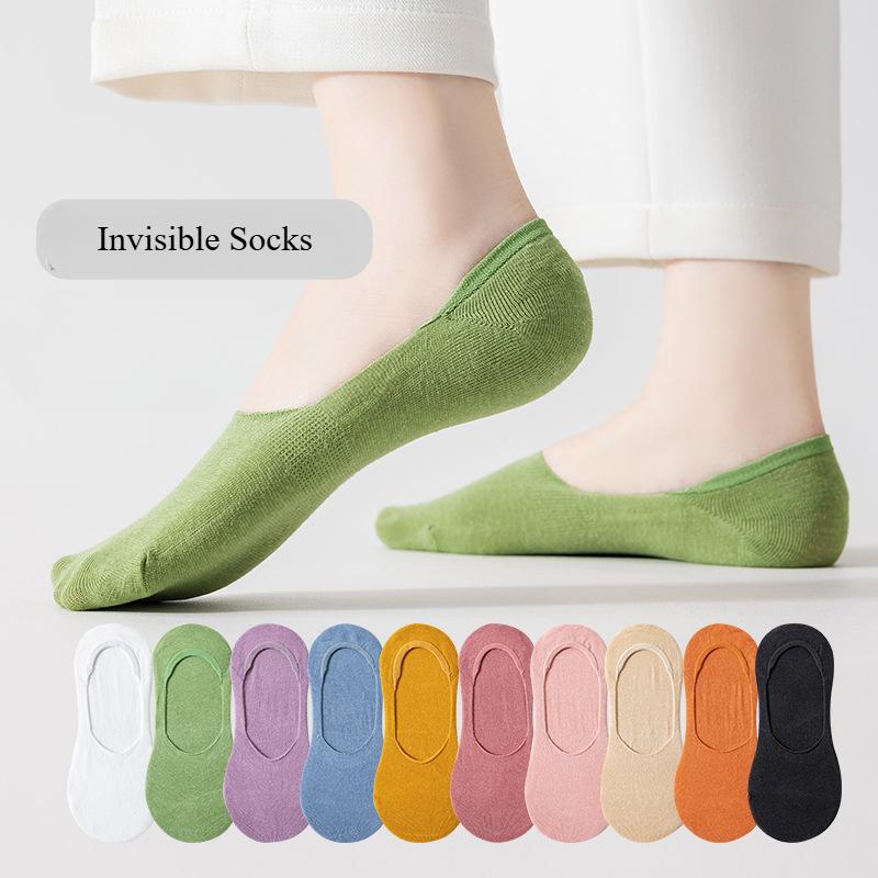 5 Pairs Women's Invisible Cotton Socks Summer Thin Shallow Pop-socks Breathable Sweat Absorbent Mesh Spring Boat Socks