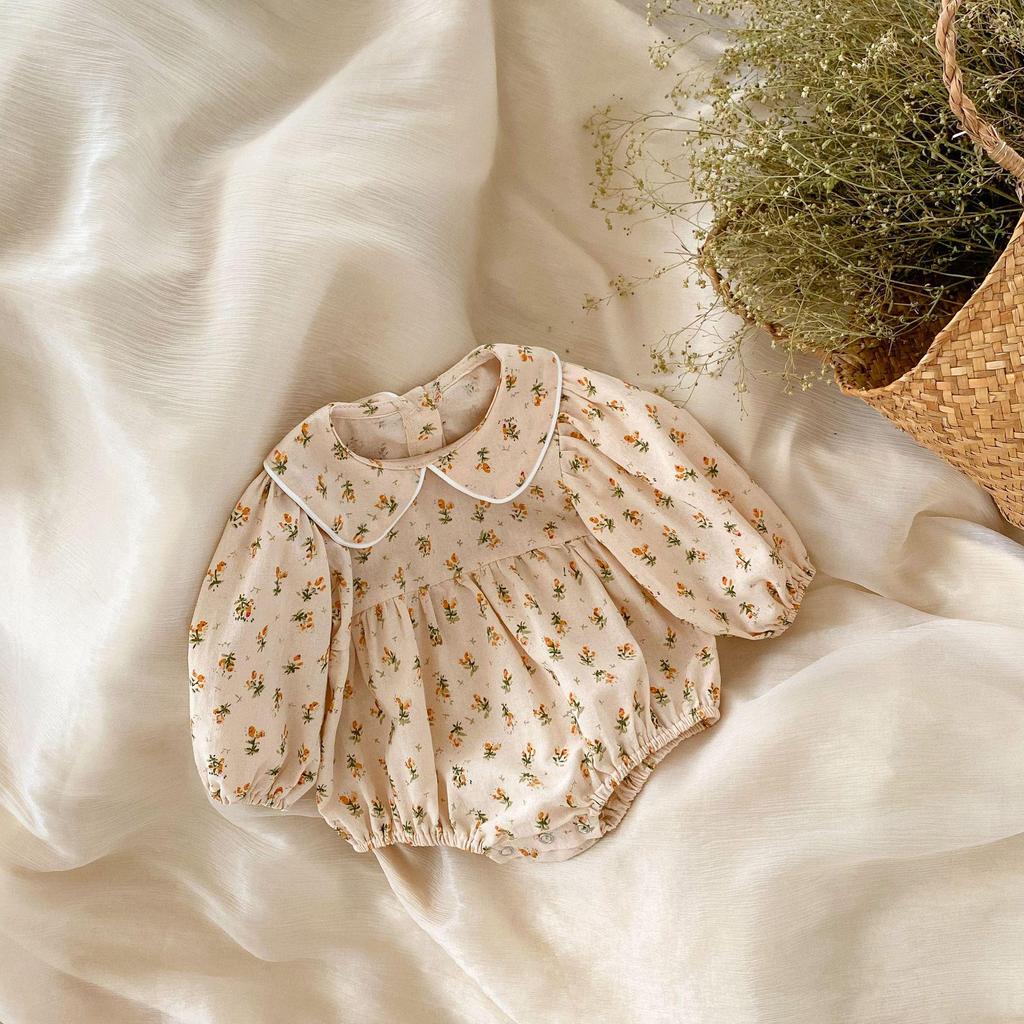 2024 Осень Детский комбинезон с длинными рукавами и цветочным узором для девочек