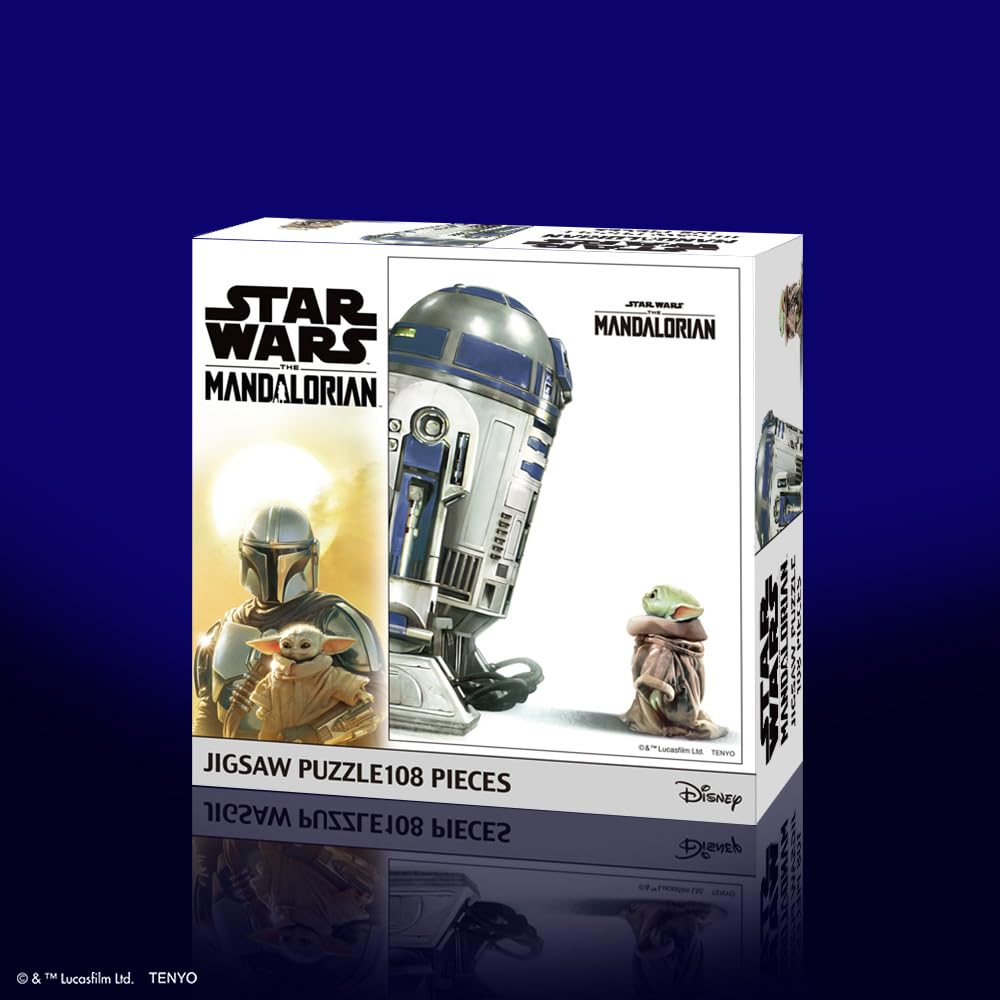 Tenyo [Made In Japan] 108-Piece Jigsaw Puzzle Star Wars R2-D2 & Grogu (18.2x25.7cm) W-108-676, Includes Glue, Spatula, and Service Card