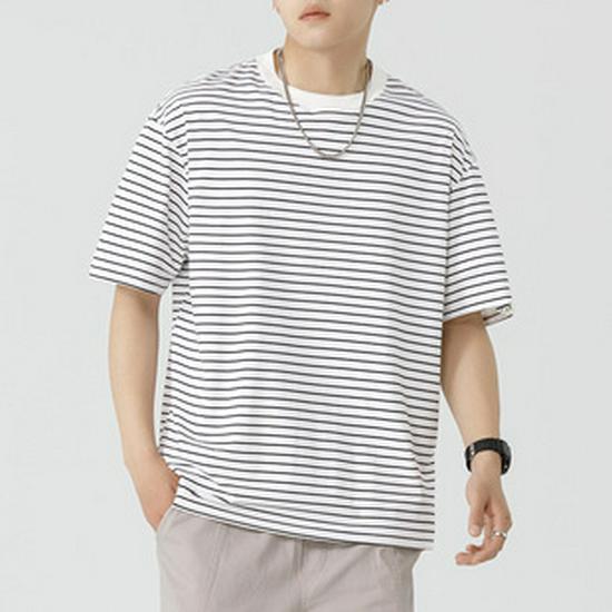 Мужская футболка свободного кроя, минималистичная, с круглым вырезом, однотонная, летняя, с коротким рукавом