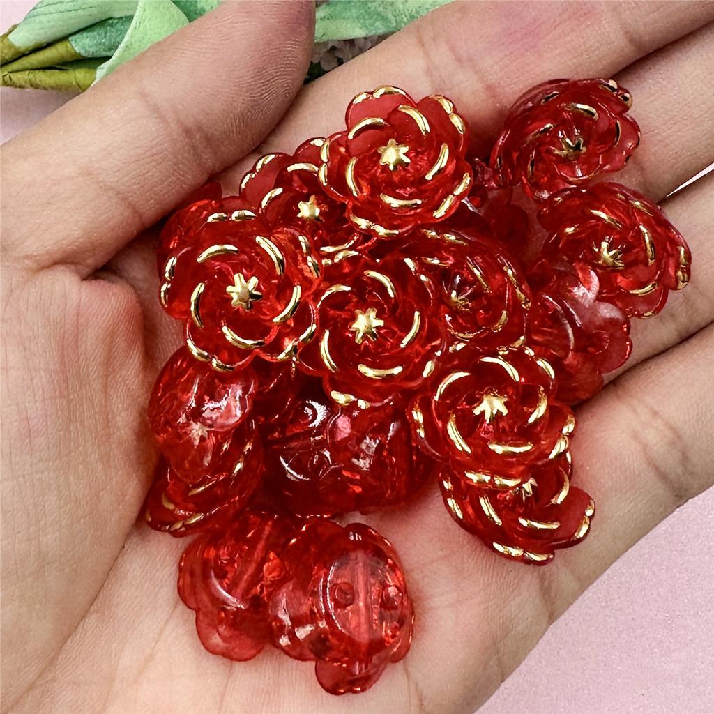 Handmade Materials  Fashion 20Pcs Necklace Pendant Bracelet DIY Beads DIY 17.6mm Acrylic Flower Beads  Jewelry Accessory