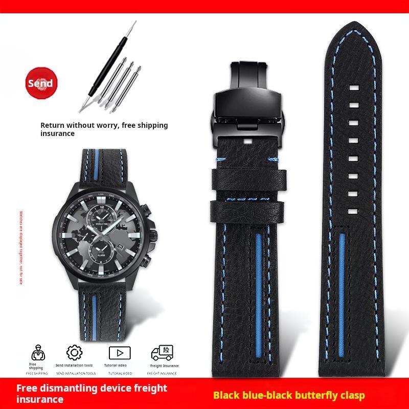 Для Casio EDIFICE ECB-900YDB ECB-1000 EFR303/304/S510 EQB-50 Серия Ремешок для часов Натуральная кожа Коровья кожа Ремешок для часов 22 ММ Браслет