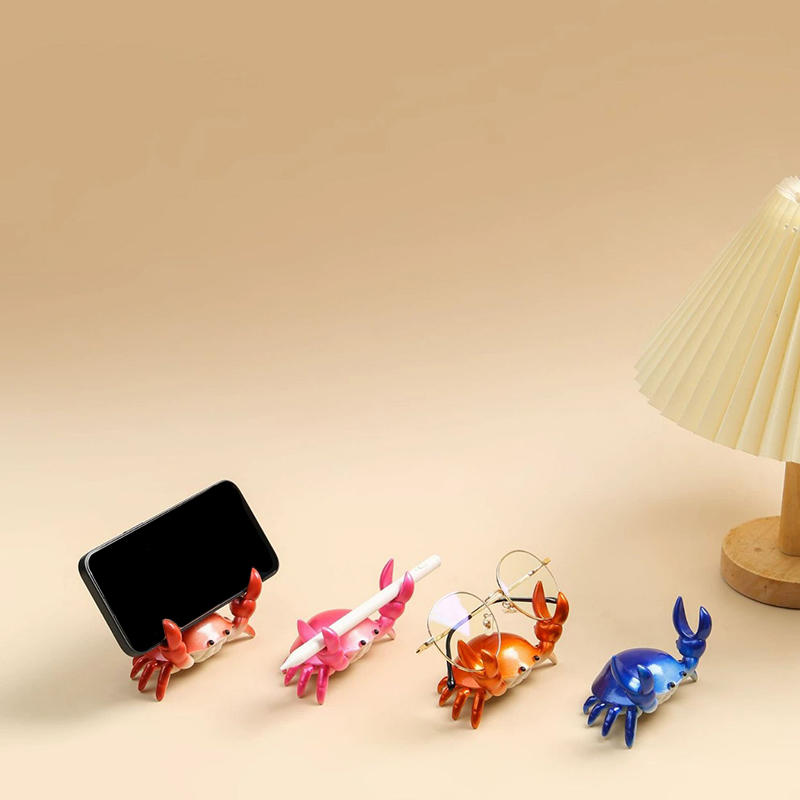 Creative Crab Weightlifting Pen Holder Creative Cute Crab Shelf Cellphone Storage Bracket Storage Rack Crab Model Desktop Ornament