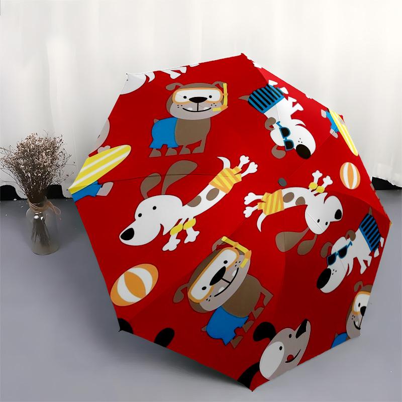 1pc Dogs Playing with Balls and Toys Umbrella with Plastic Handle,Vibrant Cartoon Pattern,Multi-functional UmbrellaB1962
