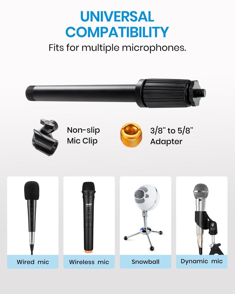 Moukey Microphone Stand Tabletop Gear Fixed Boom Arm Adapter Base Diameter 14cm 9.5mm & 15.8mm MMs-5