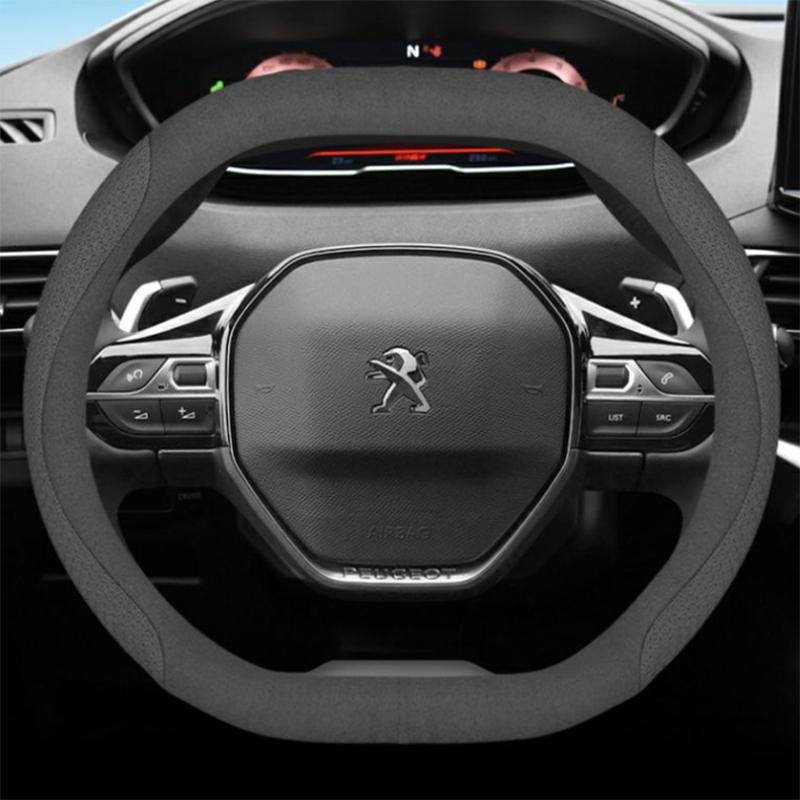 Leather Car Steering Wheel Cover for Peugeot 5008 3008 2008 208 Rifter GT EV 2024 2025 2026 Accessories