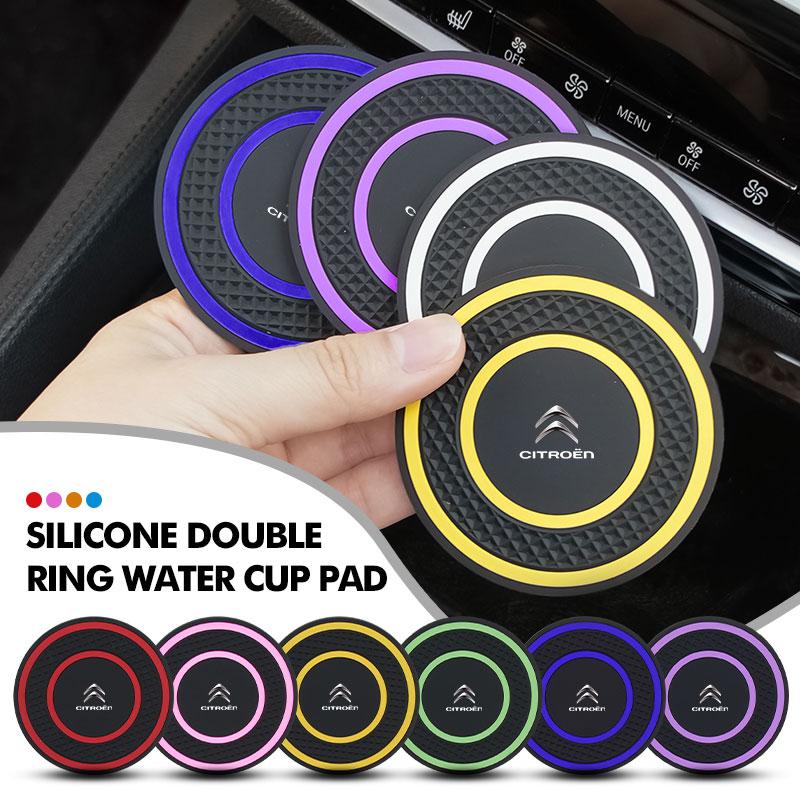 2pcs Car Cup Holder Anti Slip Insert Coasters Pad Bottle Holder For Citroen C4 C3 C5 C1 C2 C6 VTS C4L DS3 DS4 DS5 Grand Berlingo aiu256