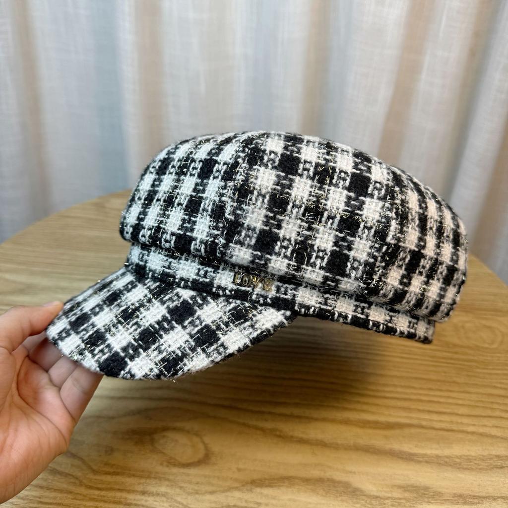 Модная шляпа для женщин Универсальная зимняя восьмиугольная шляпа для женщин с круглым лицом Весна и осень Теплая трендовая Корейский стиль Британский стиль