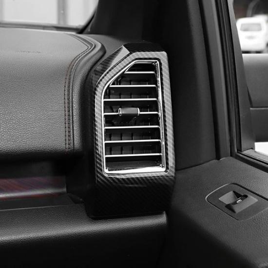 For Ford F150 2015- Carbon Fiber Dashboard Side Outlet Air Vent Covers Trim