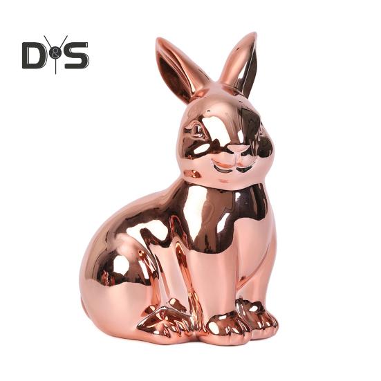 Пасхальный кролик, блестящая статуэтка кролика, копилка, винтажная скульптура кролика для домашнего офиса, декор стола, принадлежности для весенней вечеринки