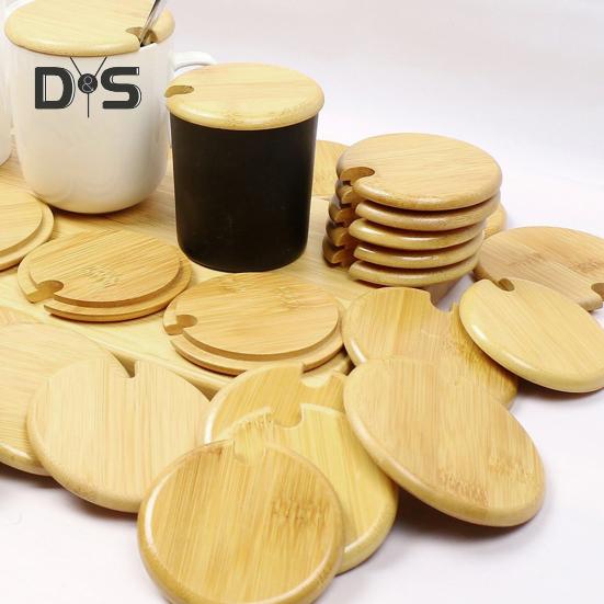 Крышка для чашки из бамбука с отверстиями для ложки, деревянная крышка для контейнеров, банок, мисок, многоразовая герметичная деревянная крышка для пищевых продуктов, аксессуары для напитков на вечеринке