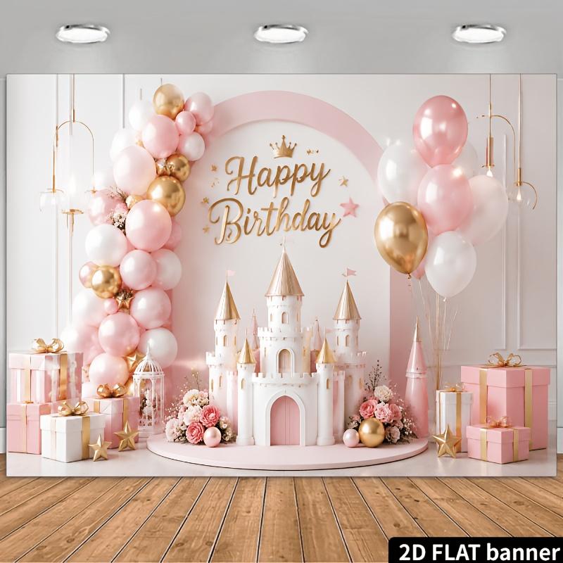 The birthday theme banner background fabric can be used as wall decoration and a photo backdrop.