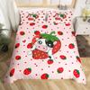 Мультяшный коровяк Комплект пододеяльника Трехпредметный комплект одеяла с клубничным узором Кавайный комплект постельного белья с коровками