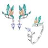 Design Drip Craft Kingfisher Stud Earring Set, Colorful Bird S925 Sterling Silver Jewelry