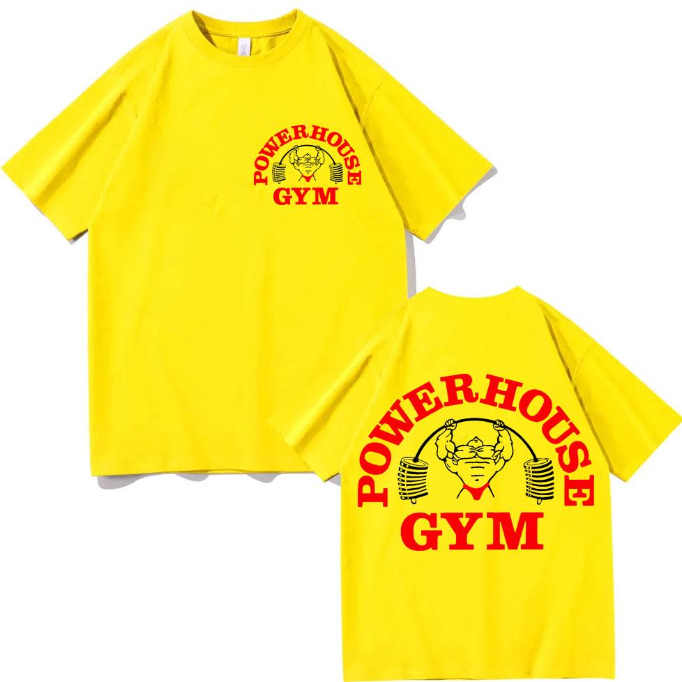 Футболка Powerhouse Gym с двусторонним принтом Модный тренд уличной моды Футболки с коротким рукавом Мужские Женские Повседневные Свободные Хлопковые Футболки