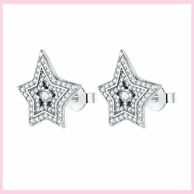 925 Silver Snowflake Butterfly Dragonfly Stud Earrings Avocado Star Moon Cat Paw Small Earrings For Women Jewelry Pendientes