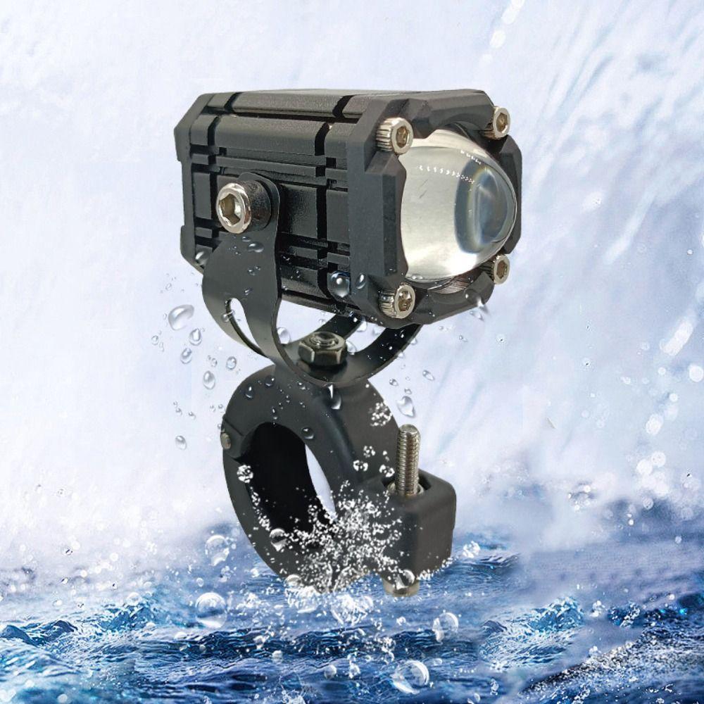 2pcs Waterproof Motorcycle Auxiliary Light White and Yellow Light Motorcycle Spotlight  Driving