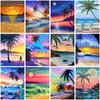 DIY Алмазная вышивка 5D пейзаж пляж вышивка крестиком закат побережье круглая алмазная живопись мозаика со стразами подарок на Новый год