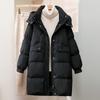 Новая зимняя куртка-пуховик 2024 года, средняя и длинная, женская, тонкая, с капюшоном, модная, утолщенная, белая, пуховая куртка, модный бренд