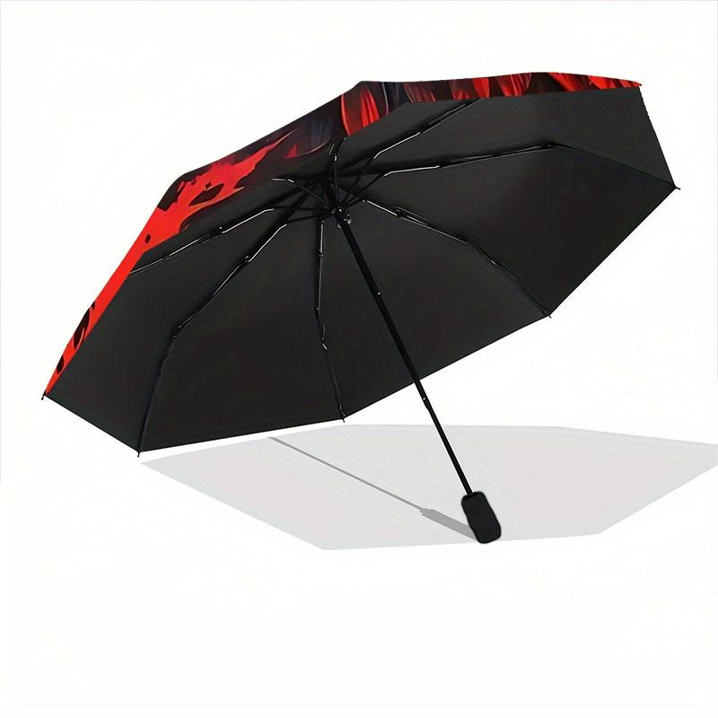 1pc Eagle Flames Compact Travel Umbrella, Automatic Folding Lightweight Windproof 8-Bone Reinforced Design,012106