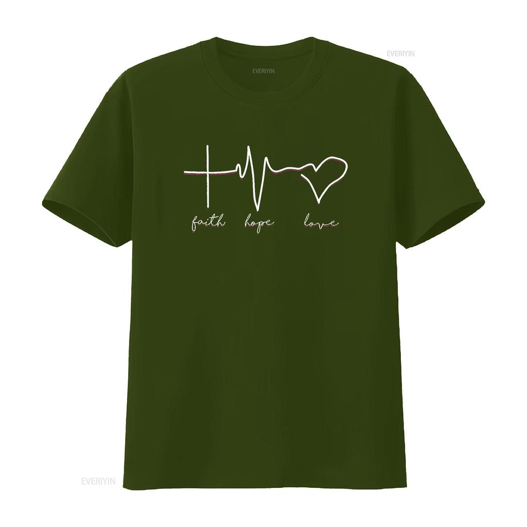 Womens Faith Hope Love T Shirt For All Black vintage Washed Casual Unisex fashion homme Top For Everyday Wear designer clothes