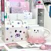 Birthday Gift for Girls Cute Gradient Ghost Ceramic Mug Couple Water Cup Best Friend Souvenir Gift Box