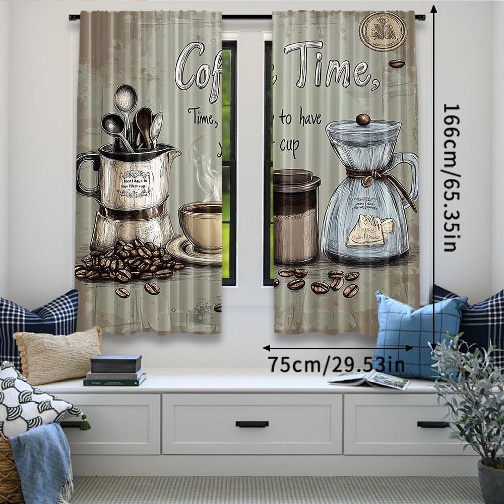 2 шт. Кофейно-коричневые шторы Кантри Винтаж Рустик Модерн Латте Маленькие Короткие Кафе Подходят для Спальни Ванной Гостиной Столовой