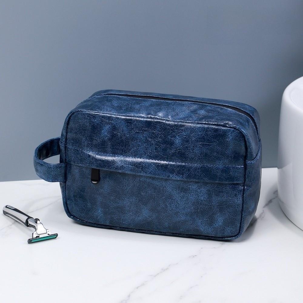 Waterproof Men Toiletry Bag PU Leather Shaving Tools Organizer Gym Cosmetic Bag Men's Toiletry