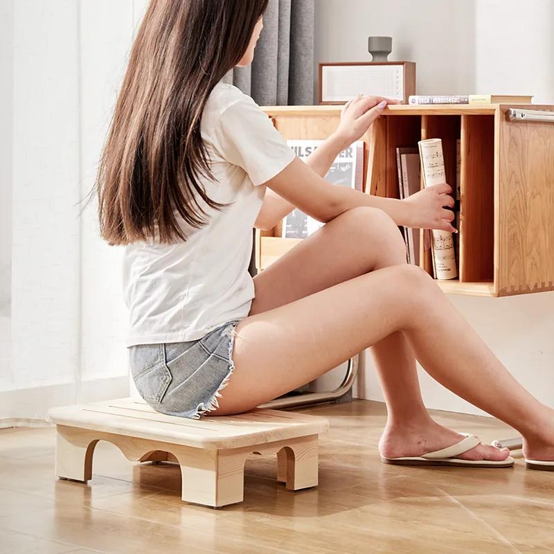 Деревянный табурет, низкая подставка для ног, офис, гостиная, подставка для ног, нескользящий детский табурет, деревянные табуреты для обуви, дом