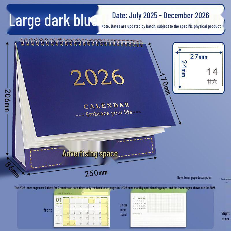 Настольный календарь на 2025-2026 годы: Месячный планировщик и органайзер для заметок