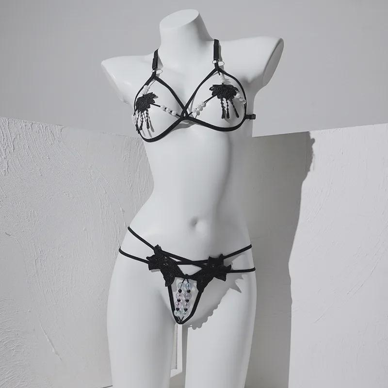 Женское сексуальное женское белье: Массажные стринги Sheer Pearl и комплект Open-Crotch