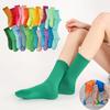 Female Spring and Autumn Thin Style Pure Color Candy Color Movement In The Tube Pile Socks