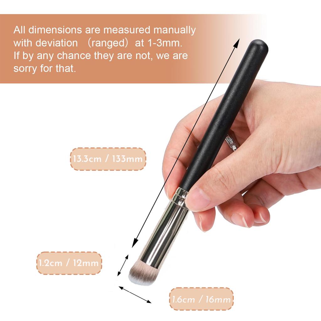 Кисть для консилера — точная скошенная кисть для нанесения тональной основы с мягкими синтетическими щетинками из веганского волокна для маскировки и смешивания с жидкой кремовой пудрой
