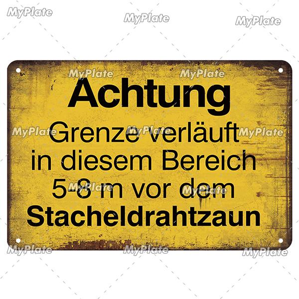Vintage ACHTUNG HALT War Metal Signs Berlin Tin Sign Plaque Metal Plate Wall Decor For Pub Club Man Cave Plate Bar Decoration