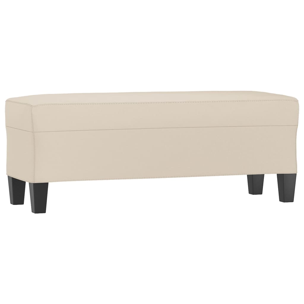 Cream colored Bench 100 x 35 x 41 cm Microfiber Fabric
