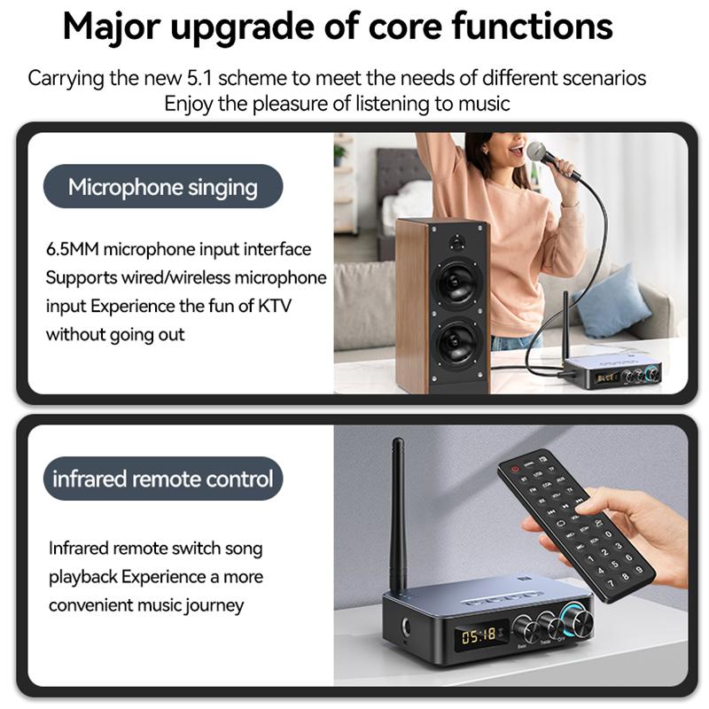 NFC 1200 мАч Bluetooth 5.0 Приемник-передатчик Стерео 3,5 мм AUX Разъем RCA Беспроводной Аудио Адаптер Микрофон Пение FM-радио Для Телевизора