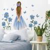 Self-adhesive Home Decoration Princess Wall Stickers Butterfly Flower Decals Girls On Moon