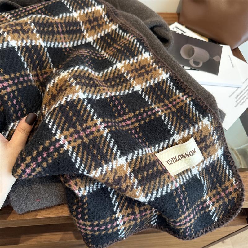 2024 Autumn/Winter Oversized Plaid Red Scarf, Unisex Christmas Shawl Neck Warmer