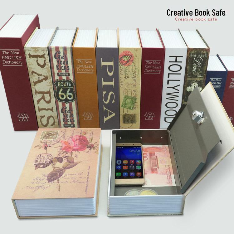 Креативная копилка в виде книги с ключом и кодовым замком - Металлический сейф для хранения денег
