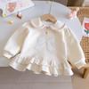 Girls' Cute Peter Pan Collar Sweatshirt - New Autumn Fashion Polo Shirt with Bow